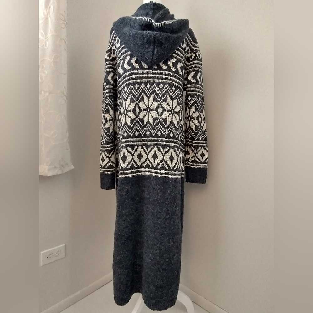 Sundance Talisman long hooded fairisle cardigan sweater M - Picture 5 of 9